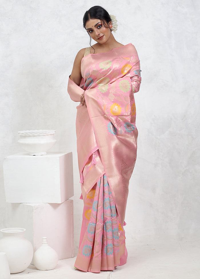 Pink Dupion Silk Saree With Blouse Piece - Indian Silk House Agencies