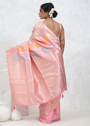 Pink Dupion Silk Saree With Blouse Piece