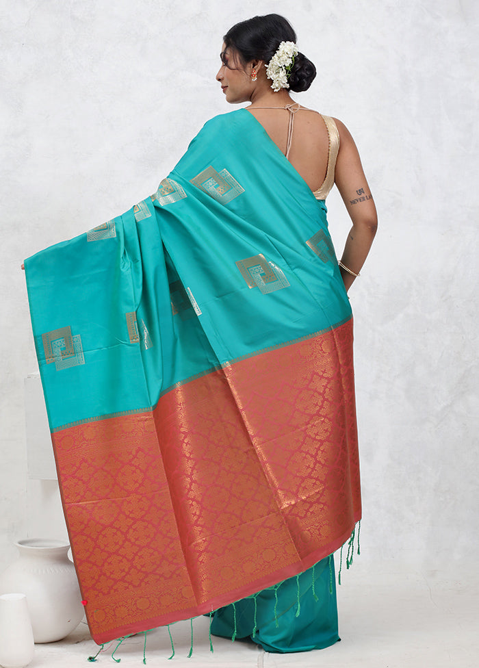 Green Dupion Silk Saree With Blouse Piece - Indian Silk House Agencies