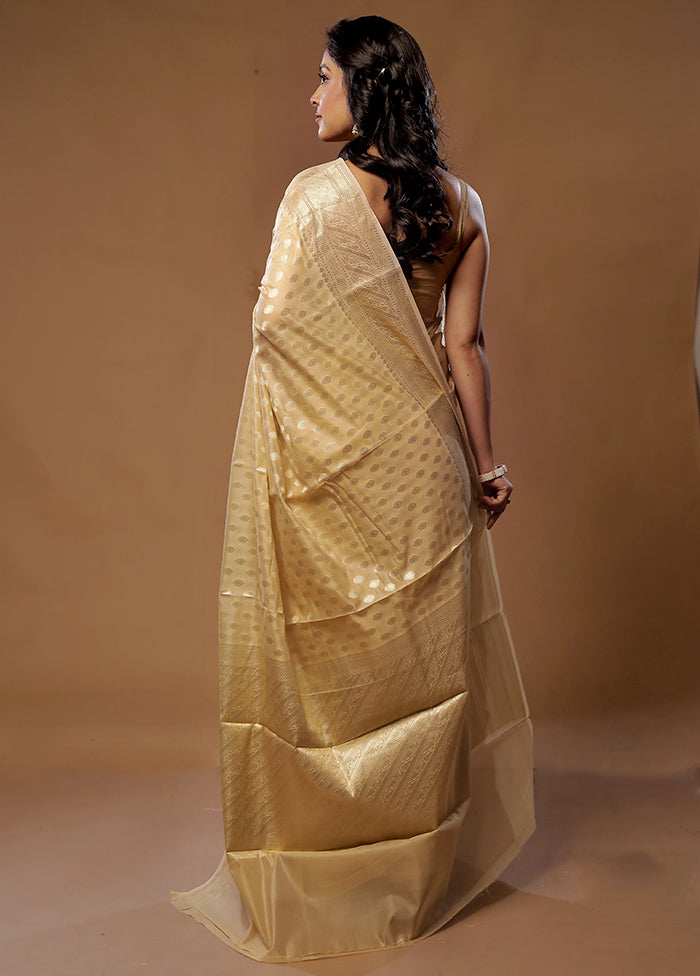 Cream Kora Silk Saree With Blouse Piece - Indian Silk House Agencies