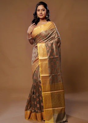 Cream Kora Silk Saree With Blouse Piece - Indian Silk House Agencies