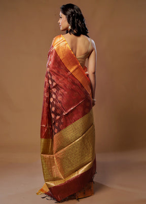 Red Kora Silk Saree With Blouse Piece - Indian Silk House Agencies