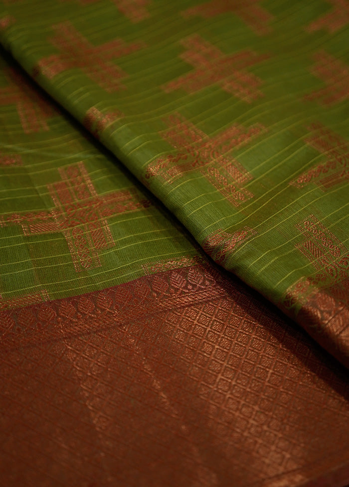 Green Kora Silk Saree With Blouse Piece