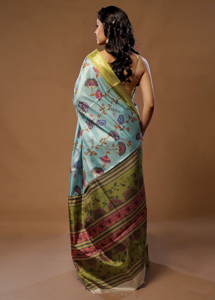 Green Dupion Silk Saree With Blouse Piece - Indian Silk House Agencies