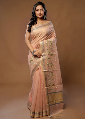 Pink Cotton Saree With Blouse Piece - Indian Silk House Agencies