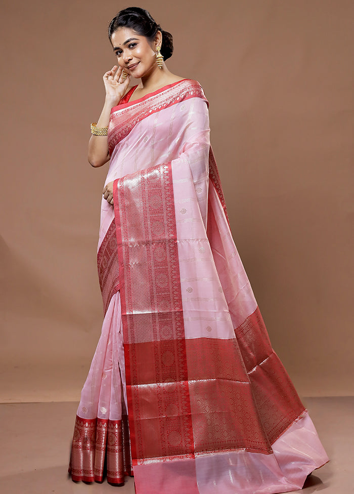 Pink Cotton Saree With Blouse Piece