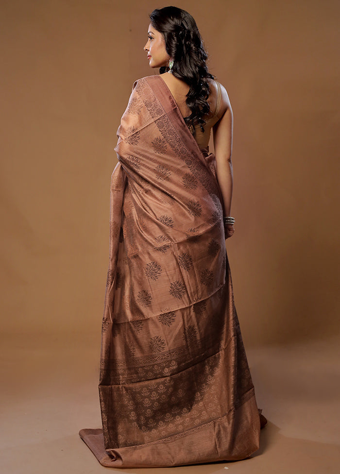 Brown Cotton Saree With Blouse Piece