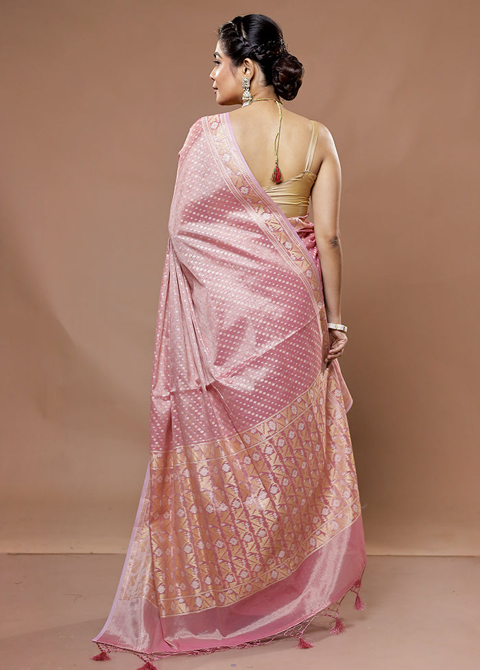 Pink Tissue Silk Saree With Blouse Piece