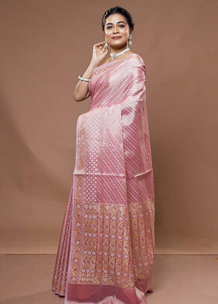 Pink Tissue Silk Saree With Blouse Piece