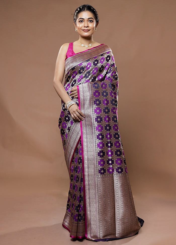Purple Banarasi Silk Saree With Blouse Piece