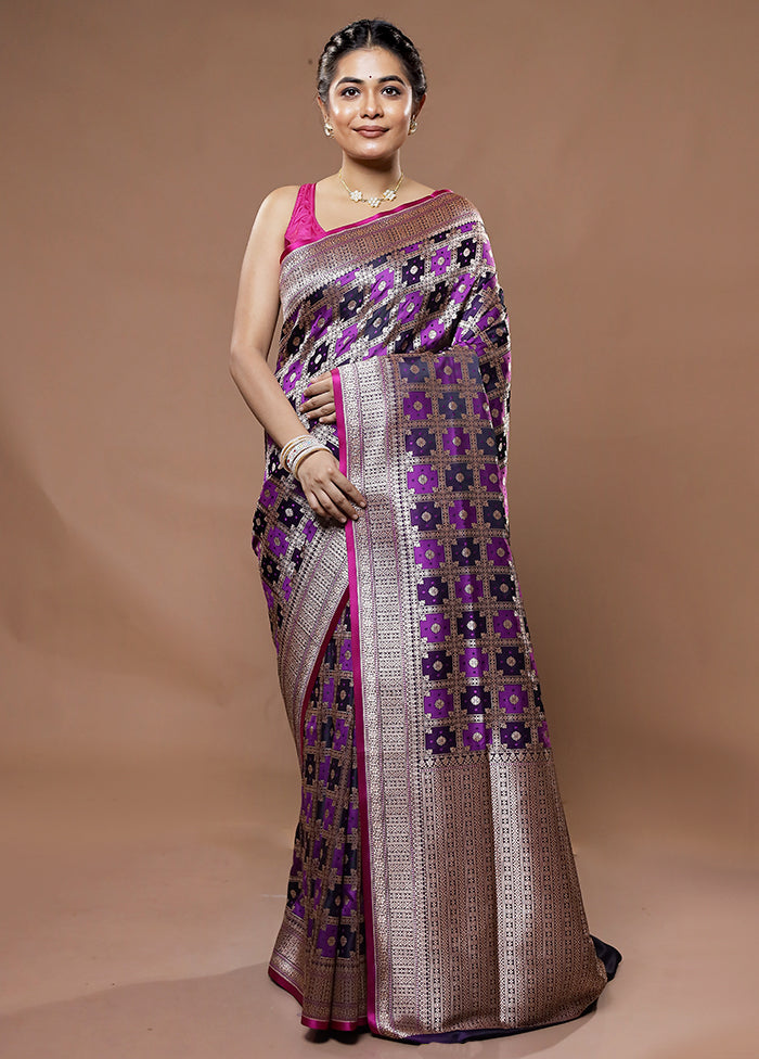 Purple Banarasi Silk Saree With Blouse Piece - Indian Silk House Agencies