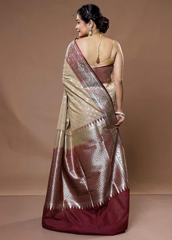Cream Tussar Silk Saree With Blouse Piece - Indian Silk House Agencies
