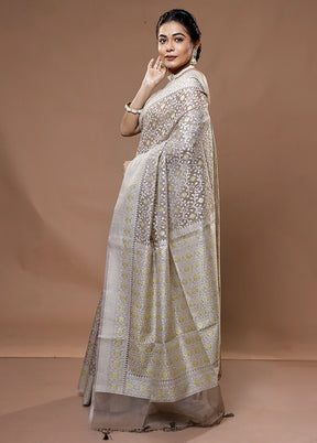 Grey Kora Silk Saree With Blouse Piece - Indian Silk House Agencies