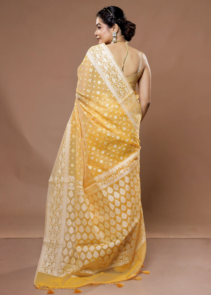 Yellow Kora Silk Saree With Blouse Piece - Indian Silk House Agencies