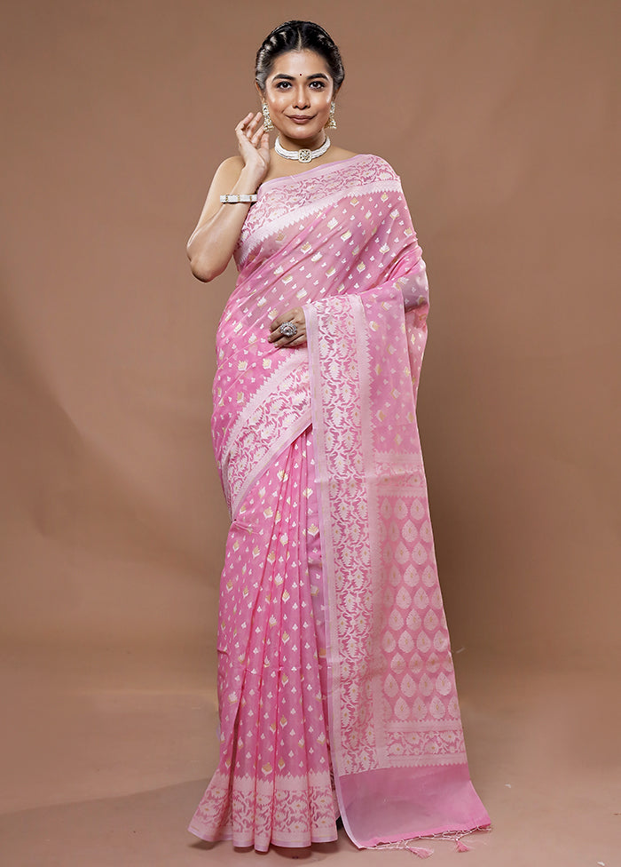 Pink Kora Silk Saree With Blouse Piece - Indian Silk House Agencies