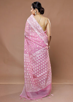 Pink Kora Silk Saree With Blouse Piece - Indian Silk House Agencies