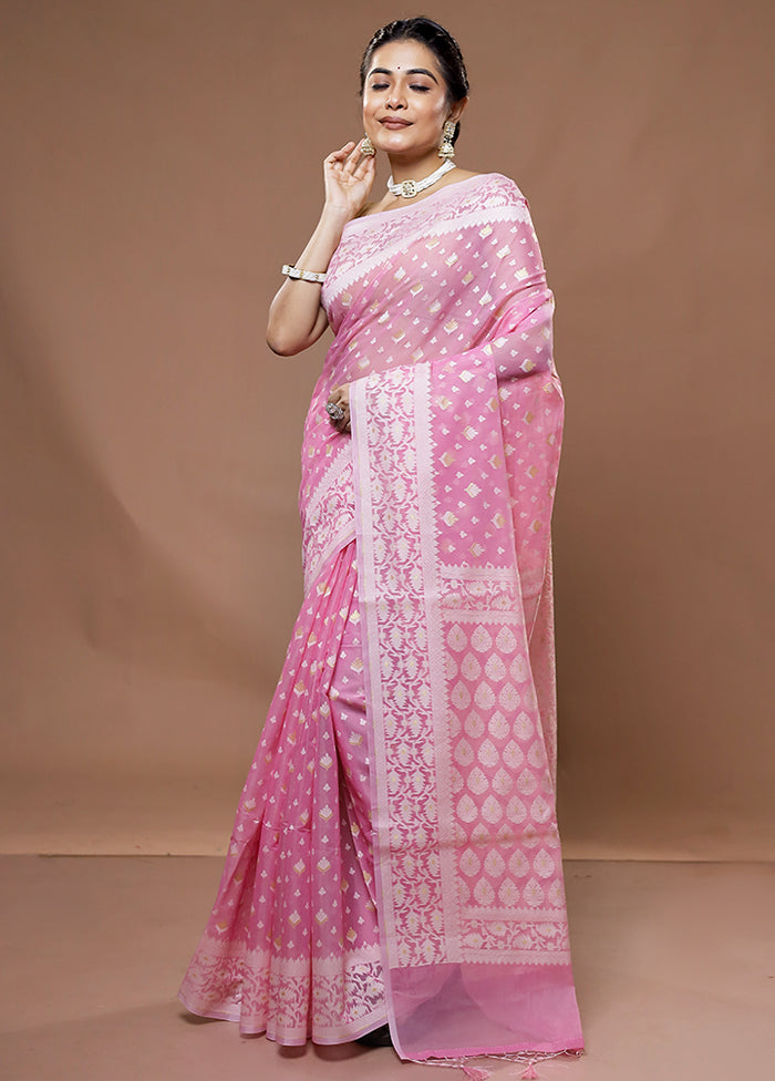 Pink Kora Silk Saree With Blouse Piece - Indian Silk House Agencies