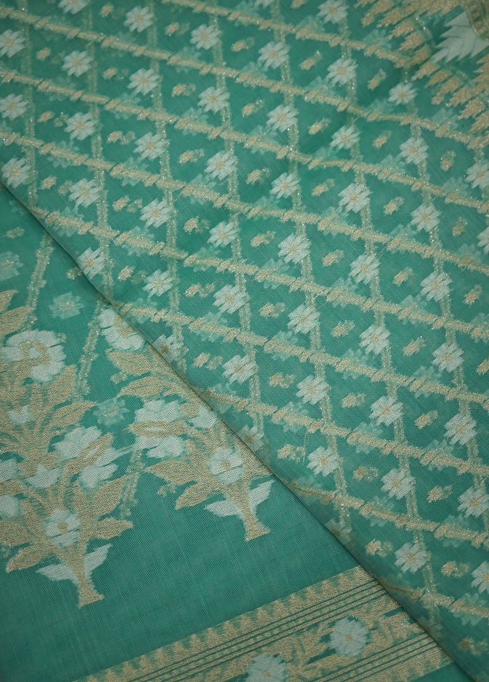 Green Kora Silk Saree With Blouse Piece - Indian Silk House Agencies