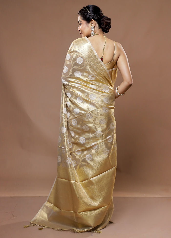 Gold Tissue Silk Saree With Blouse Piece - Indian Silk House Agencies