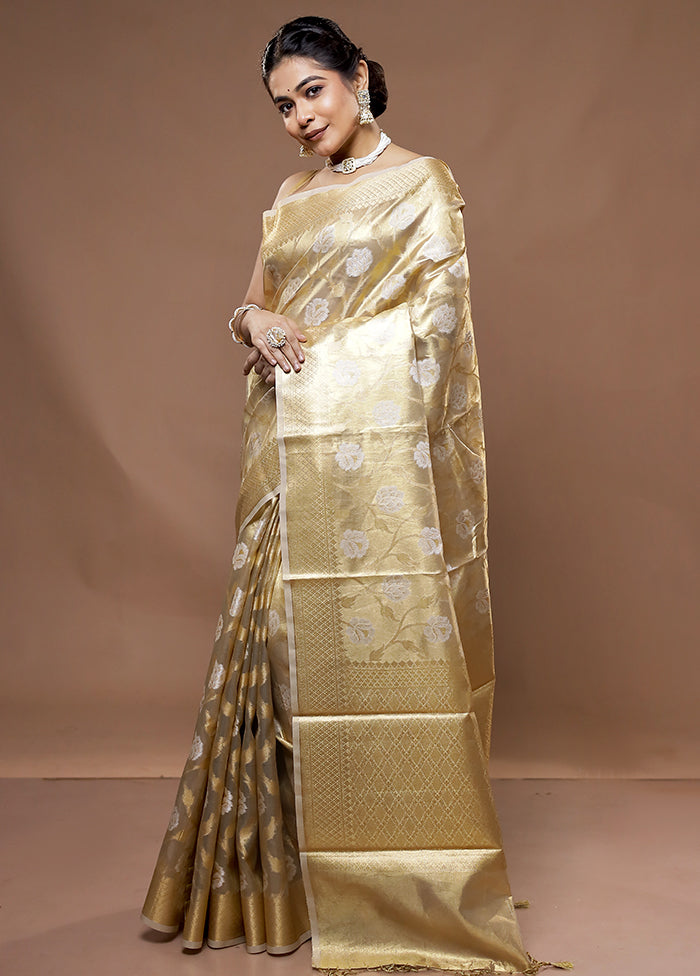 Gold Tissue Silk Saree With Blouse Piece