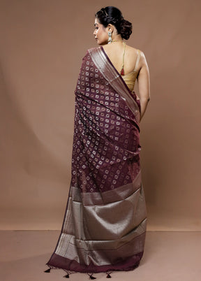 Maroon Cotton Saree With Blouse Piece