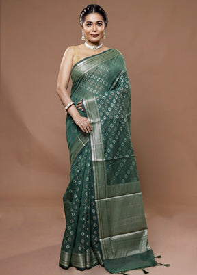 Green Cotton Saree With Blouse Piece - Indian Silk House Agencies