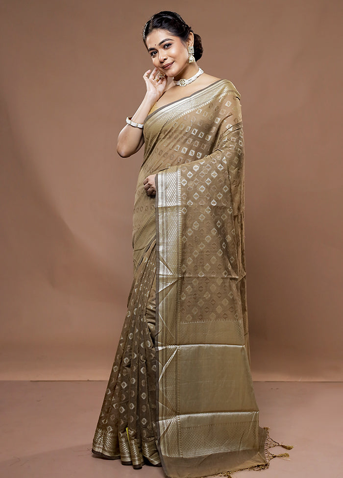 Grey Cotton Saree With Blouse Piece