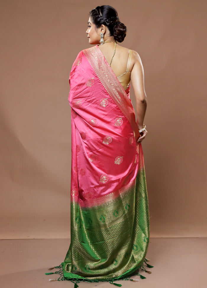 Pink Dupion Silk Saree With Blouse Piece - Indian Silk House Agencies