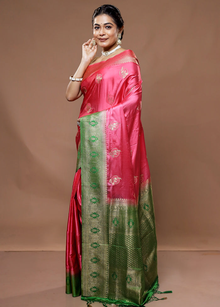 Pink Dupion Silk Saree With Blouse Piece - Indian Silk House Agencies