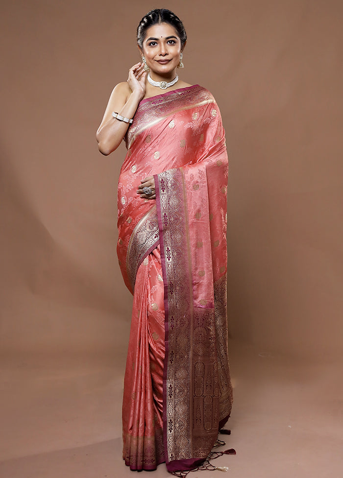 Pink Dupion Silk Saree With Blouse Piece - Indian Silk House Agencies