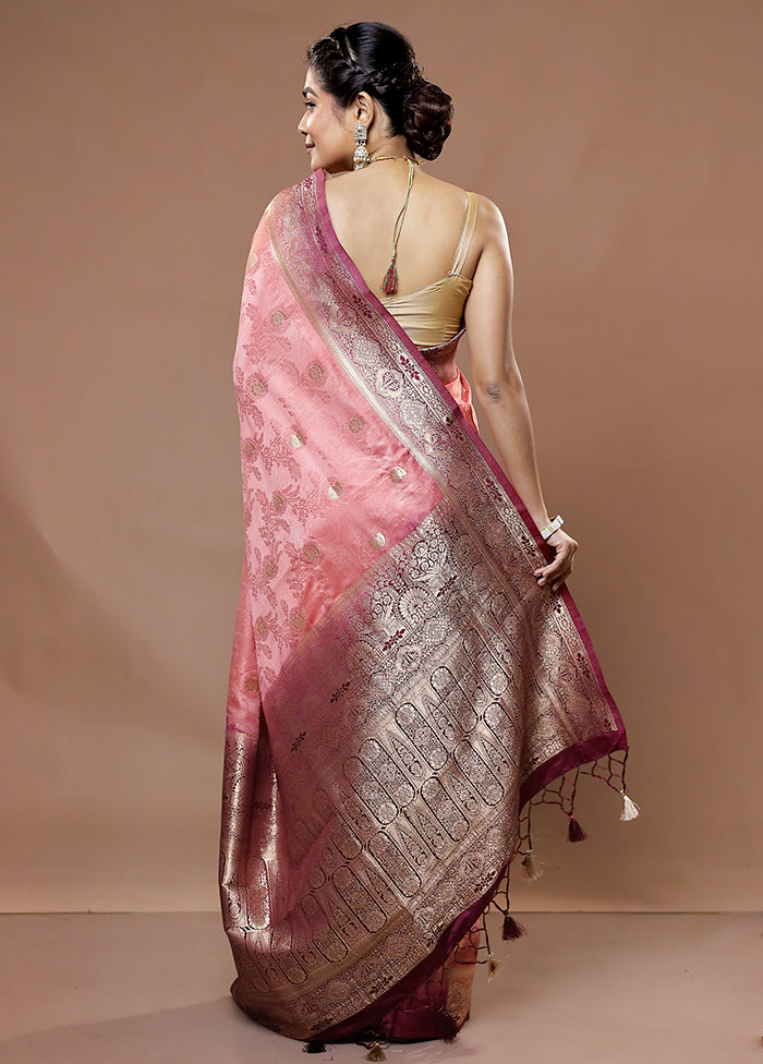 Pink Dupion Silk Saree With Blouse Piece - Indian Silk House Agencies