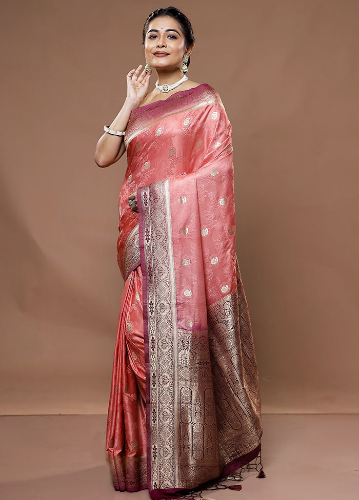 Pink Dupion Silk Saree With Blouse Piece - Indian Silk House Agencies