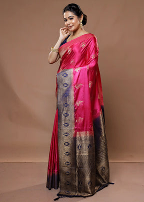 Pink Dupion Silk Saree With Blouse Piece - Indian Silk House Agencies