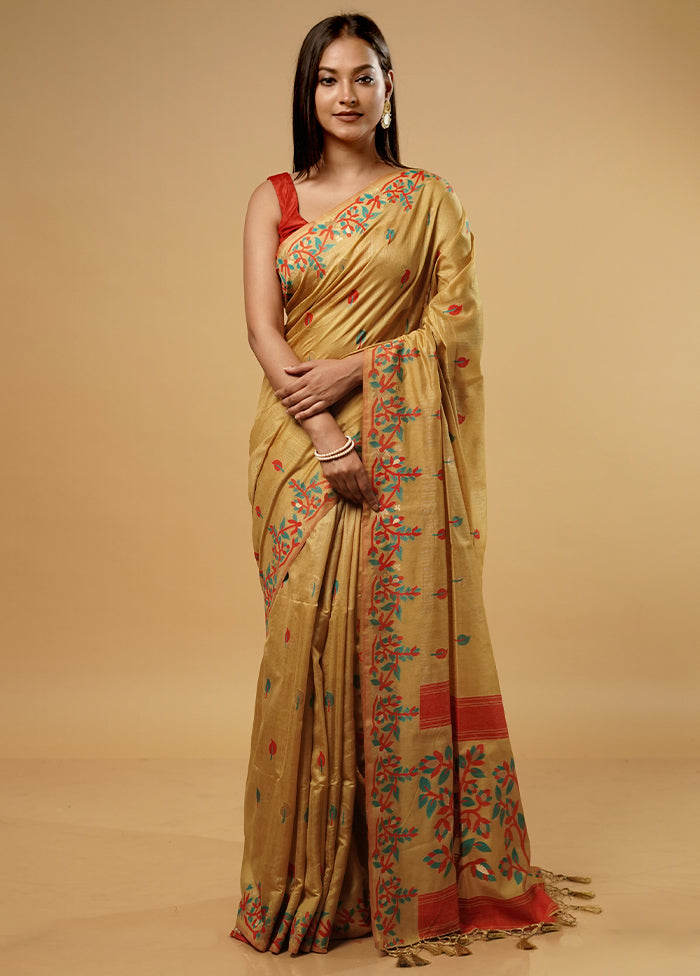 Green Dupion Silk Saree With Blouse Piece - Indian Silk House Agencies