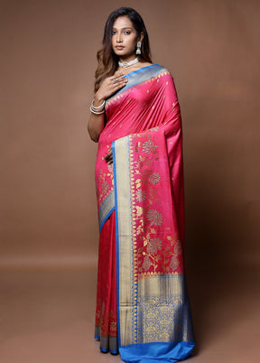 Pink Dupion Silk Saree With Blouse Piece