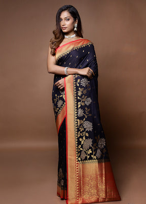 Black Dupion Silk Saree With Blouse Piece