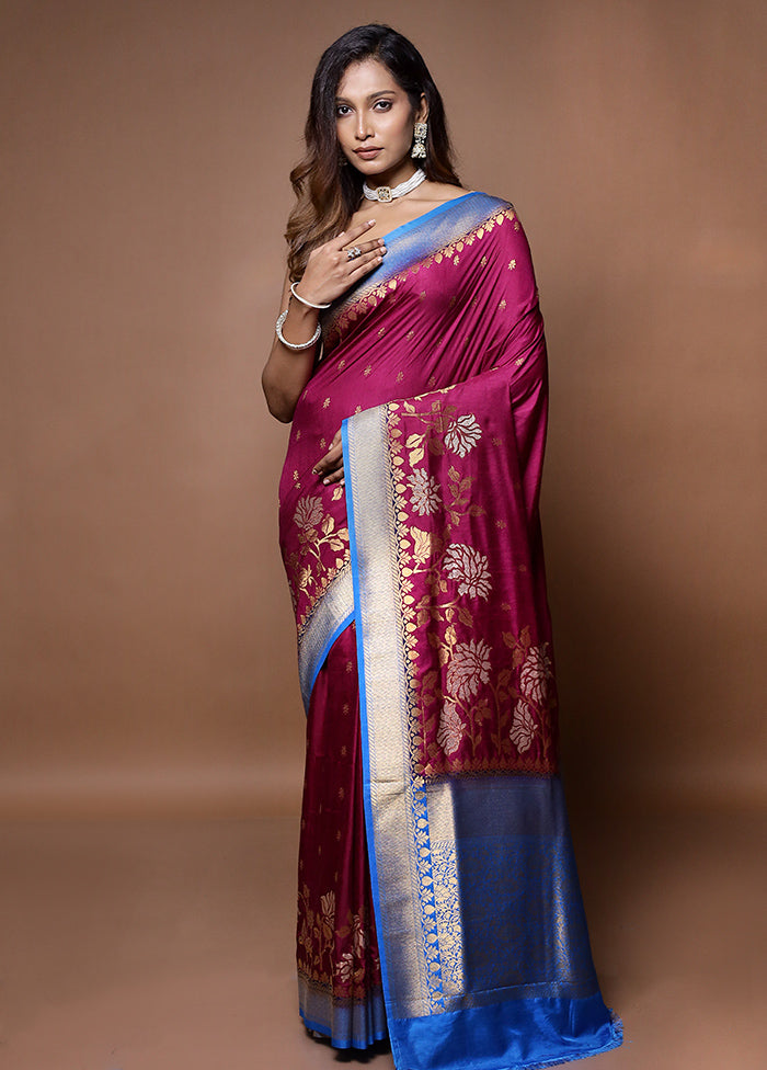 Maroon Dupion Silk Saree With Blouse Piece