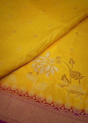 Yellow Dupion Silk Saree Without Blouse Piece - Indian Silk House Agencies