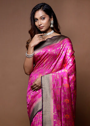 Pink Dupion Silk Saree With Blouse Piece