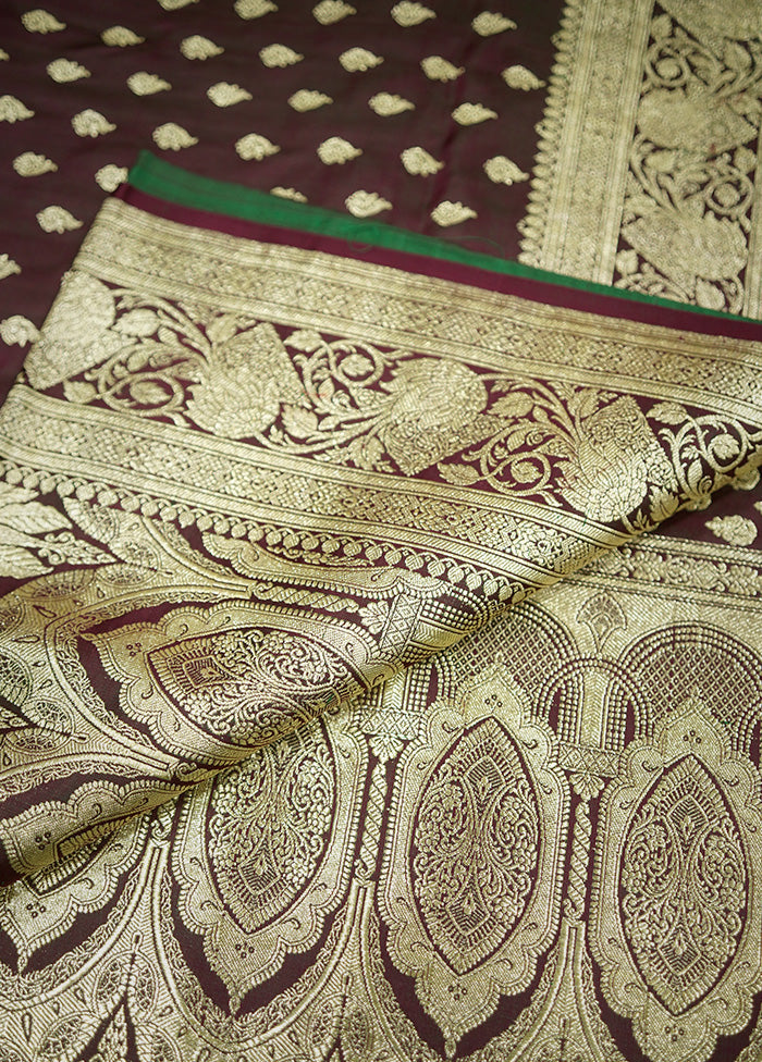 Green Banarasi Pure Silk Saree With Blouse Piece - Indian Silk House Agencies