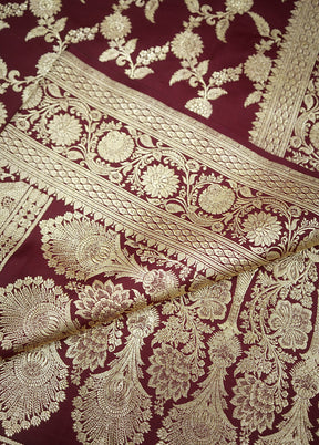 Brown Banarasi Pure Silk Saree With Blouse Piece - Indian Silk House Agencies