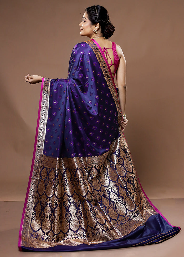 Purple Tanchoi Banarasi Silk Saree With Blouse Piece