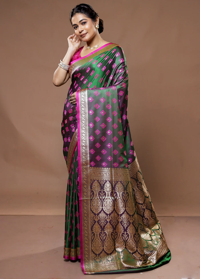 Green Tanchoi Banarasi Silk Saree With Blouse Piece - Indian Silk House Agencies