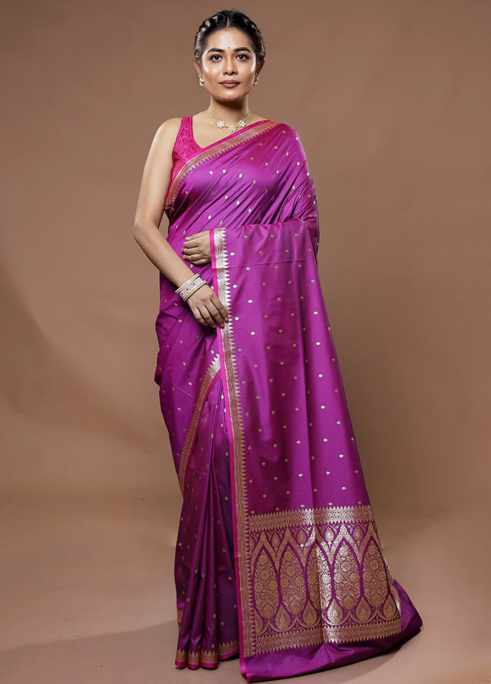 Pink Banarasi Silk Saree With Blouse Piece