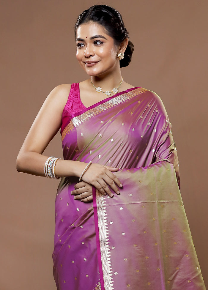 Pink Banarasi Silk Saree With Blouse Piece - Indian Silk House Agencies