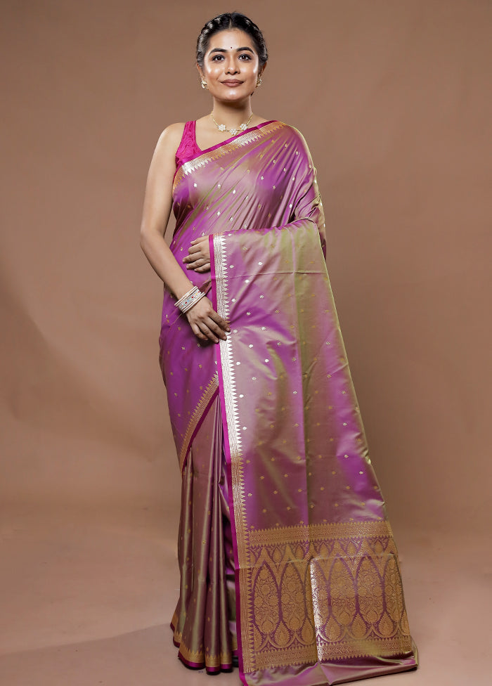 Pink Banarasi Silk Saree With Blouse Piece - Indian Silk House Agencies