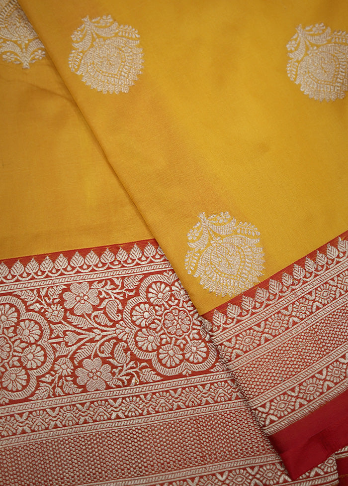 Yellow Katan Pure Silk Saree With Blouse Piece - Indian Silk House Agencies