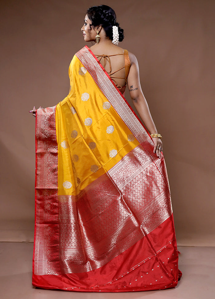 Yellow Katan Pure Silk Saree With Blouse Piece - Indian Silk House Agencies