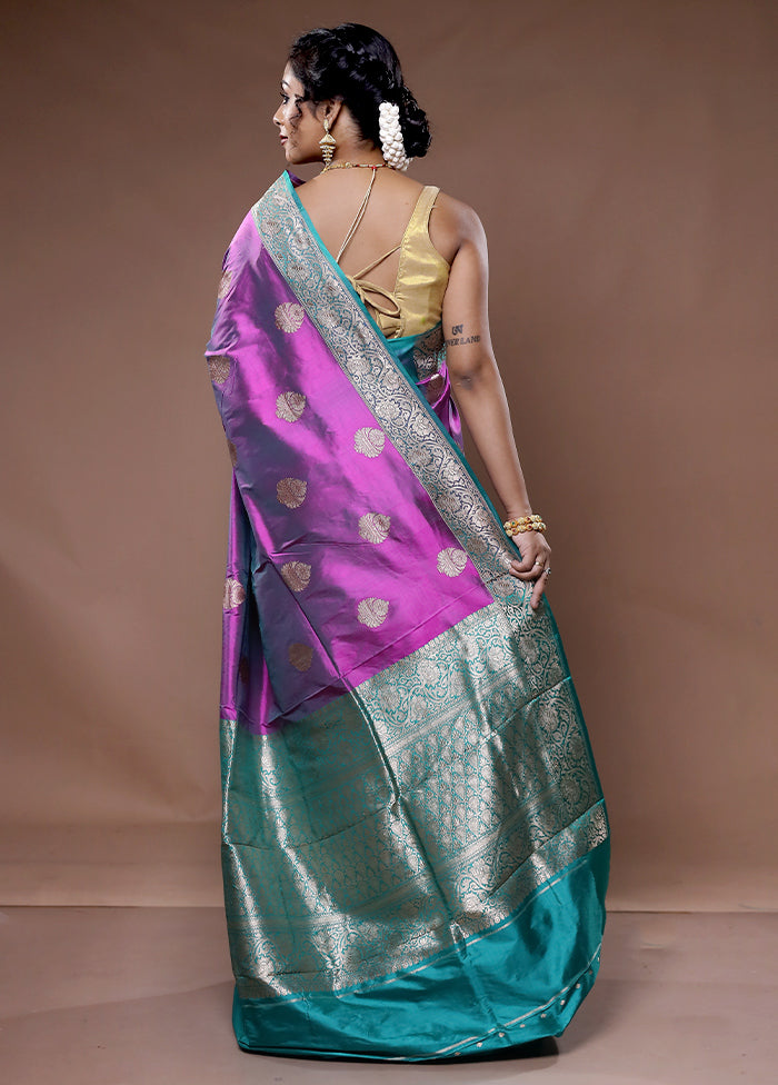 Purple Katan Pure Silk Saree With Blouse Piece - Indian Silk House Agencies