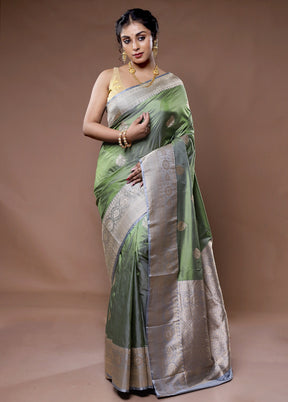 Green Katan Pure Silk Saree With Blouse Piece - Indian Silk House Agencies